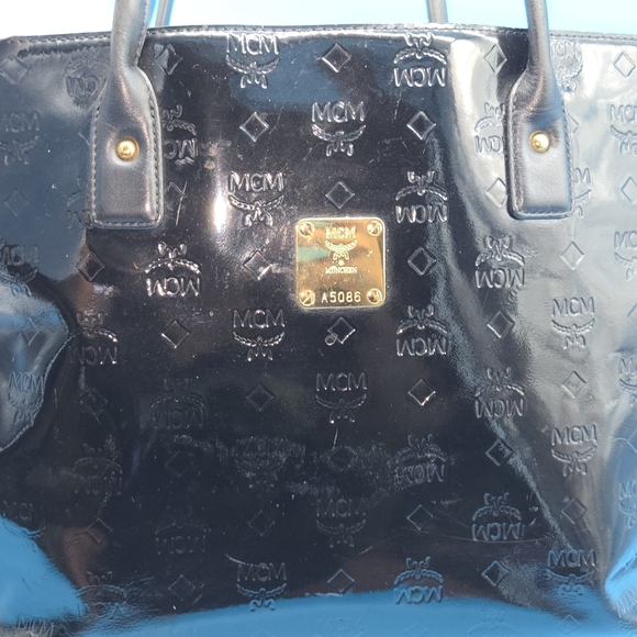 MCM Black Embossed Tote Bag - Picture 2 of 11